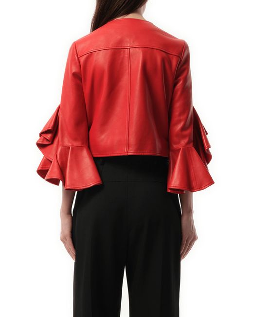 Alexander McQueen Red Leather Jacket, 100% Leather