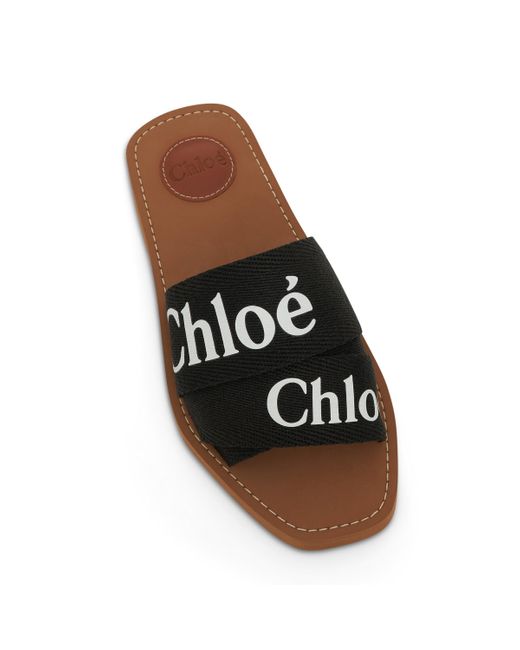 Chloé Black Woody Flat Mule Sandals, , 100% Fabric