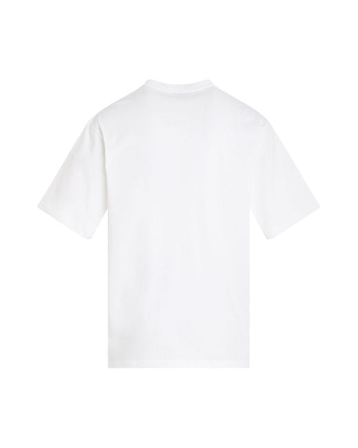 Loewe White Embroidered Distorted Logo T-Shirt, Short Sleeves, Off, 100% Cotton, Size: Medium for men