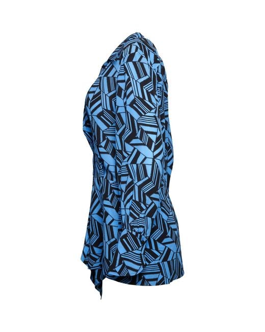 Chloé Blue Geo Print Shirt, Long Sleeves, , 100% Silk