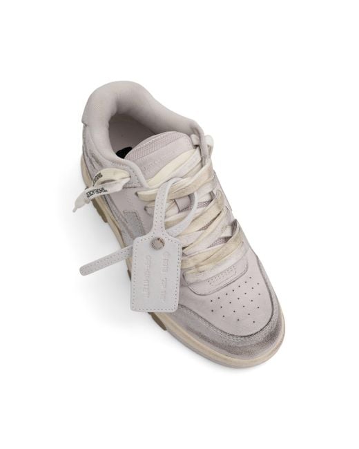 Off-White c/o Virgil Abloh Gray Off- Out Of Office Vintage Leathers Sneakers, 100% Leather