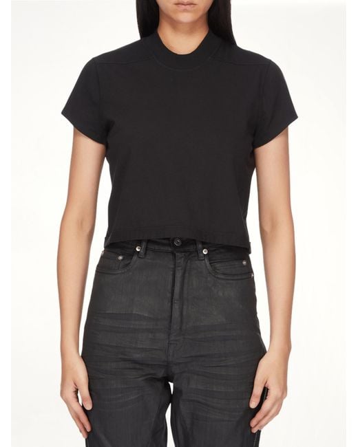 Rick Owens Black Cropped Small Level T-Shirt