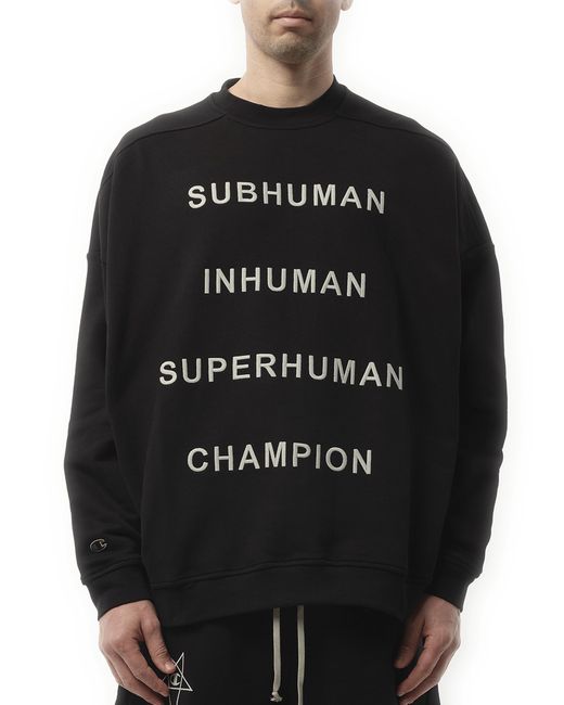 Rick Owens Black X Champion X Drkshdw Jumbo Sweatshirt, 100% Cotton, Size: Small for men