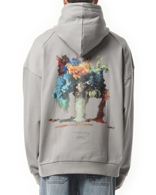 Juun.J Gray Kim Keever Flower Graphic Hoodie, 100% Cotton, Size: Large for men