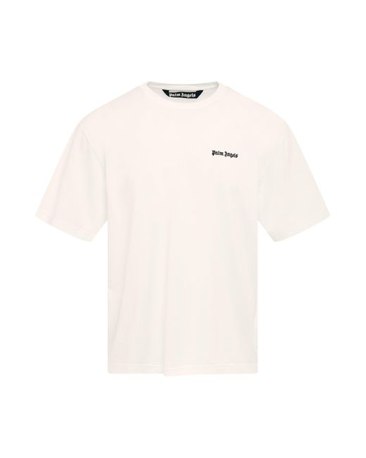 Palm Angels White 'Embroidered Logo Slim T-Shirt, Short Sleeves, , 100% Cotton, Size: Small for men