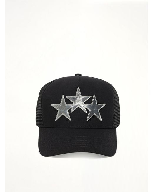 Amiri Black 3 Star Metallic Trucker Hat for men