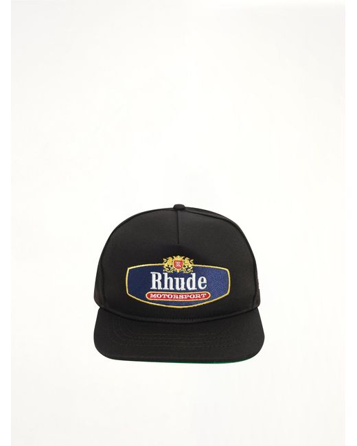 Rhude Black Racing Crest Hat for men