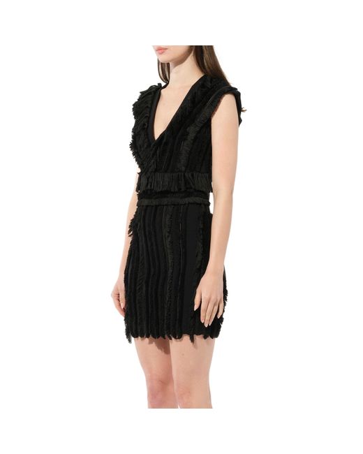 Balmain Black Fringe Mini Dress