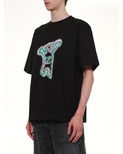 we11done Black Colourful Teddy Print T-Shirt for men