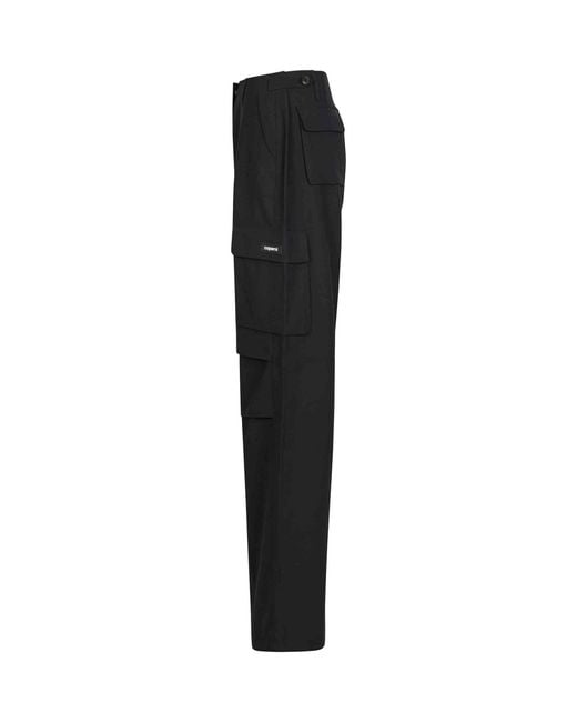 Coperni Black Tailored Wide Leg Cargo Pants, 100% Polyester, Size: Small