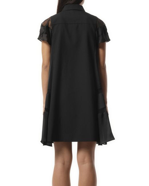 Sacai Black X Suiting X Satin Dress, 100% Polyester