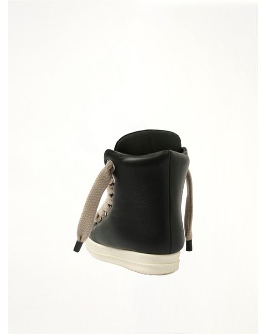 Rick Owens Black Jumbo Laced Padded High Sneaks Sneakers, 100% Calf Leather