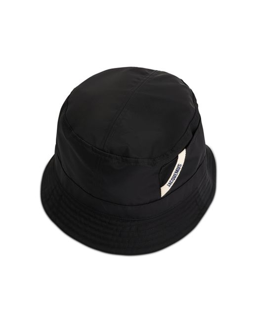 Jacquemus Black Ovalie Logo Bucket Hat, , 100% Cotton