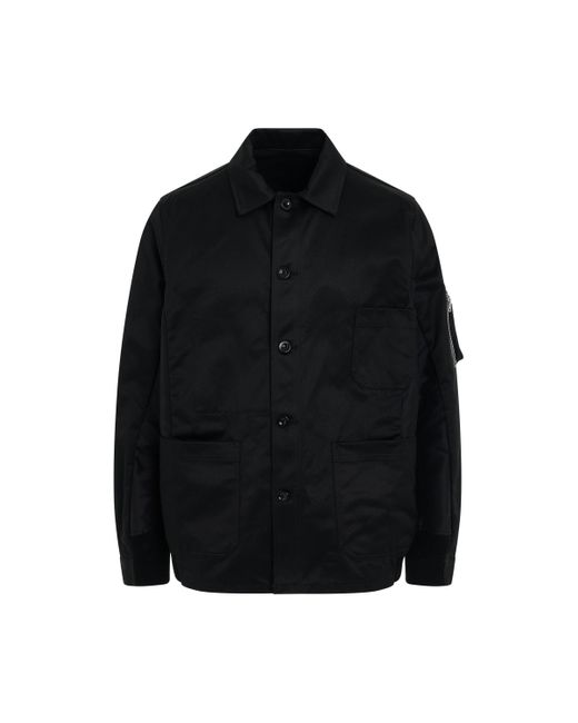 Sacai Black X Cotton Chino X Nylon Twill Bomber Jacket, Long Sleeves, , 100% Cotton for men