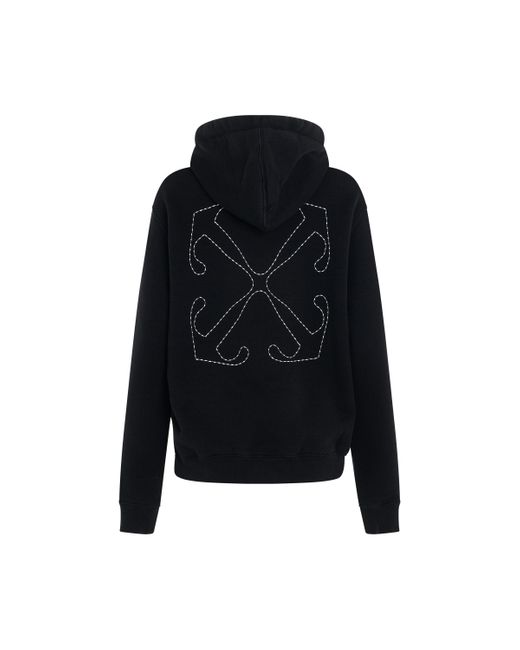 Off-White c/o Virgil Abloh Black Off- Embroidered Stitch Arrow Regular Fit Hoodie, Long Sleeves, , 100% Cotton
