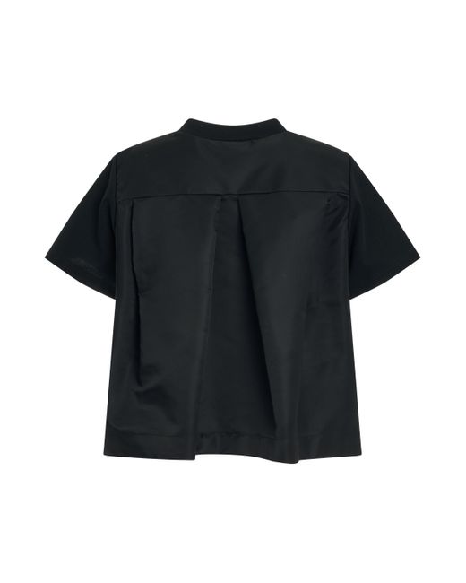 Sacai Black X Cotton Jersey X Nylon Twill T-Shirt, Short Sleeves, , 100% Cotton
