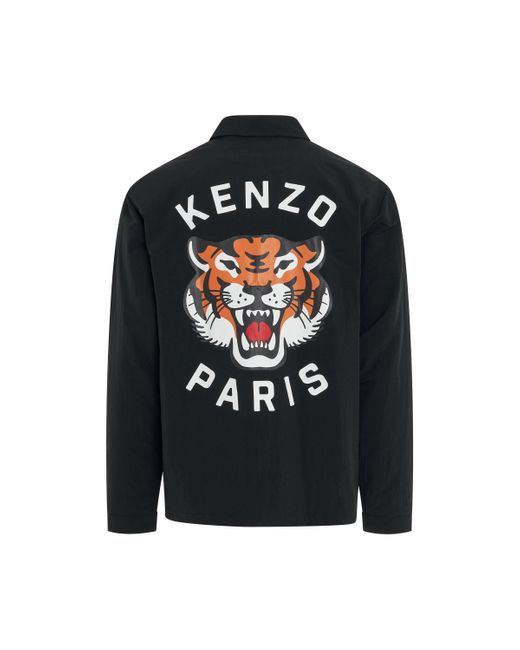 KENZO Black 'Lucky Tiger Padded Coach Jacket, Long Sleeves, , 100% Nylon, Size: Small for men
