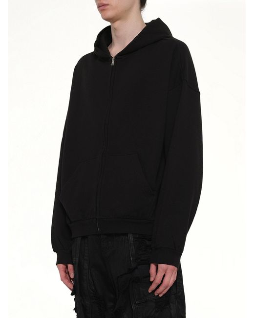 we11done Black Logo Zip-Up Hoodie for men