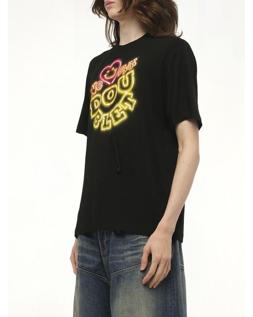 Doublet Black Big Neon Paint Fan Service T-Shirt, 100% Polyester for men