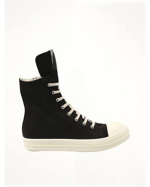 Rick Owens Black Hollywood Sneaks Sneakers, 100% Cotton for men