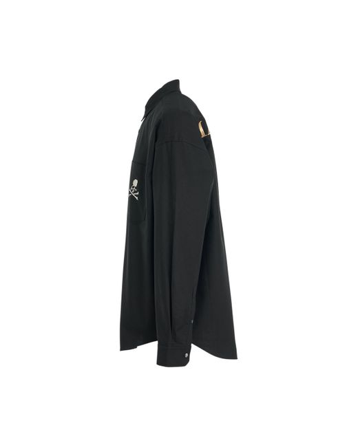 Mastermind Japan Black Long Sleeve Casual Shirt, , 100% Cotton, Size: Medium for men