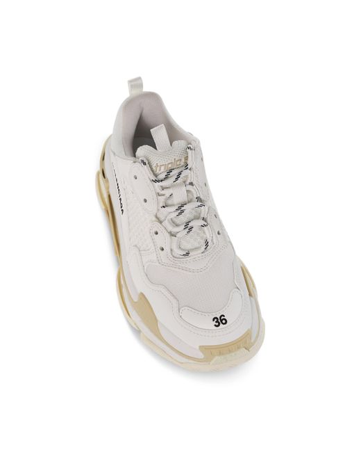 Balenciaga White Triple S Sneakers, , 100% Polyester