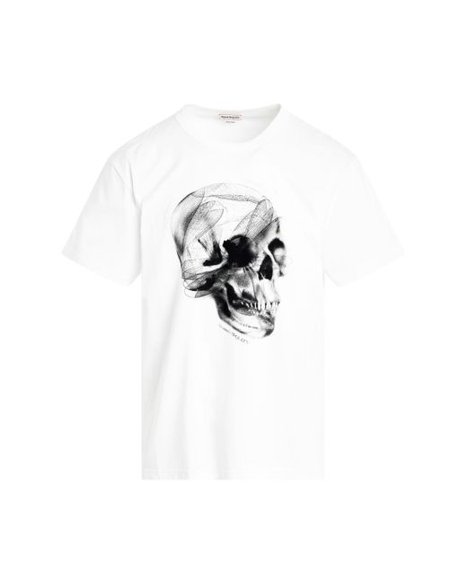 Alexander McQueen Dragonfly Skull Print T-shirt In White/black for men