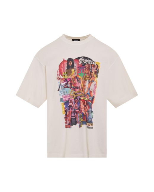 we11done White New Movie Collage T-Shirt, Short Sleeves, , 100% Cotton, Size: Large for men