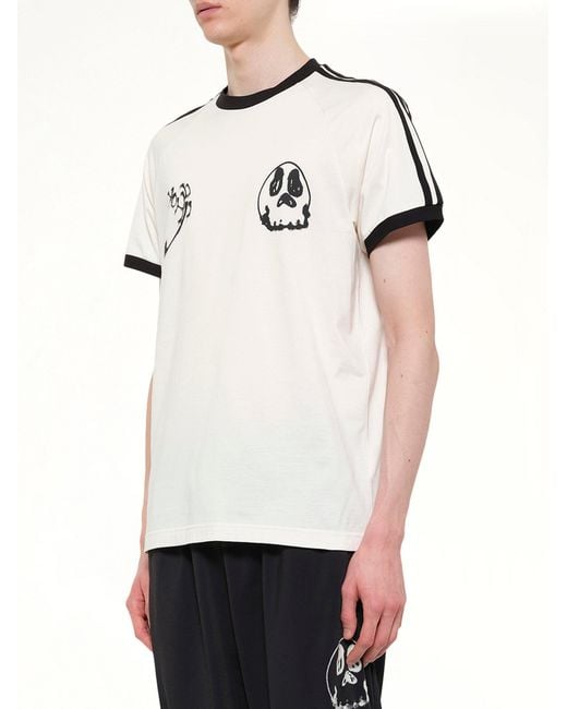 Y-3 White Skull Graphic 3 Stripe T-Shirt for men