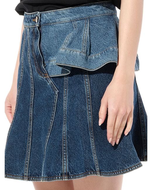 Alexander McQueen Blue Denim Dark Skirt