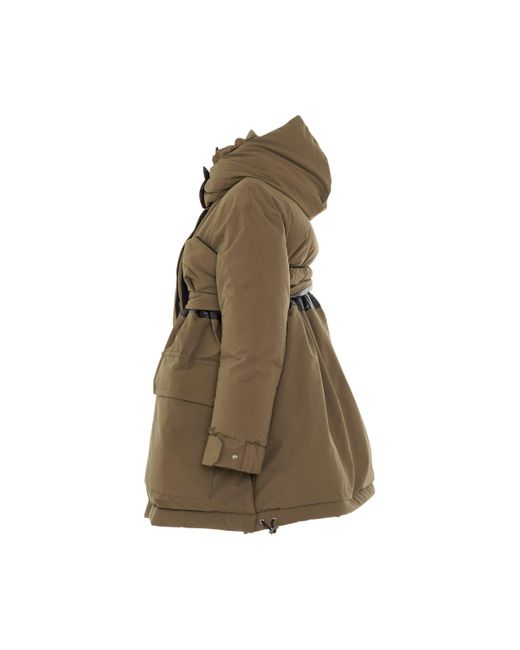 Sacai Brown Padded Jacket With Hood, Long Sleeves, , 100% Polyester