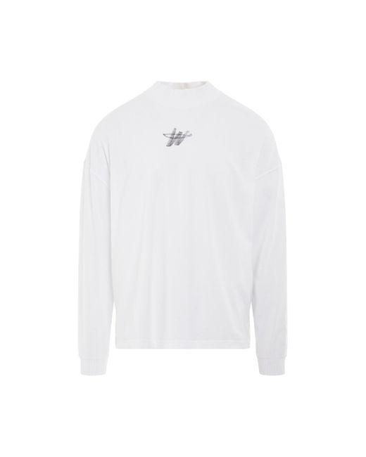 we11done White 'High Neck Wd Logo Long Sleeve T-Shirt, Round Neck, , 100% Cotton, Size: Small for men