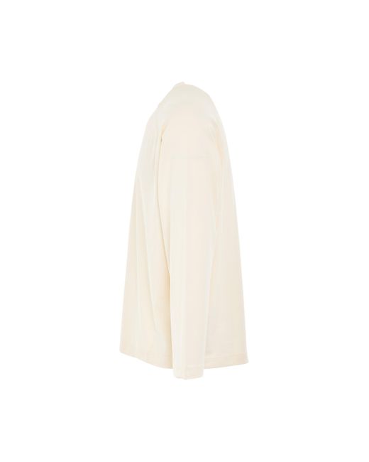 Jacquemus White Typo Logo Long Sleeve T-Shirt, Light, 100% Cotton, Size: Medium for men