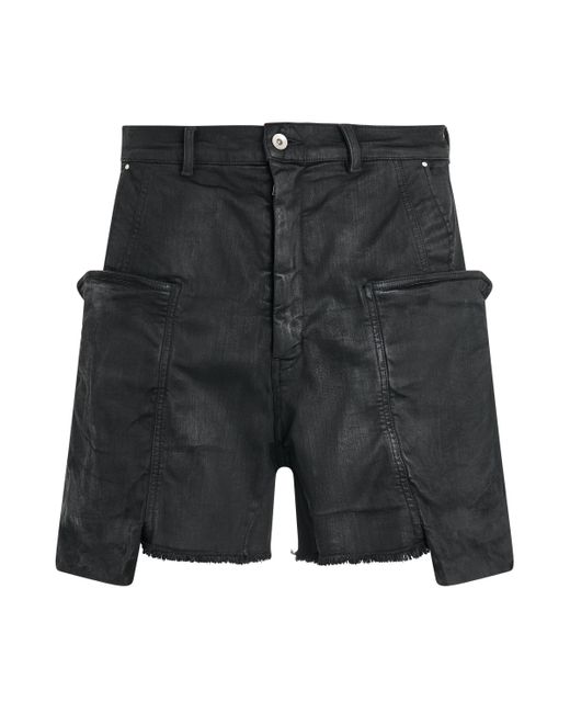 Rick Owens Black Stefan Cargo Shorts, Wax, 100% Cotton for men