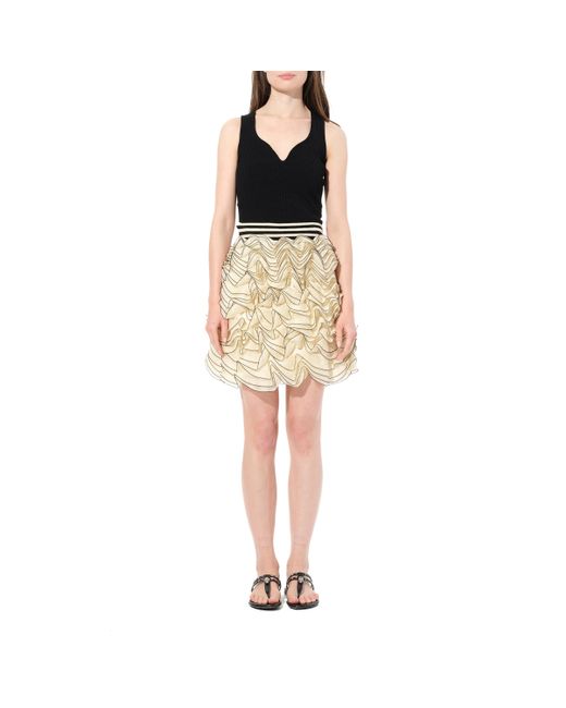 Alexander McQueen Yellow 'Lacy Frills Mini Skirt, , Size: Small