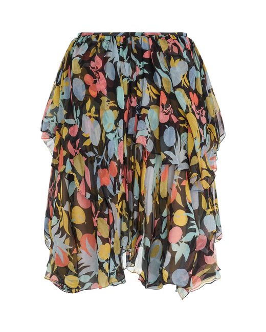 Chloé Multicolor Jupe Skirt, , 100% Silk