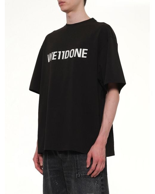 we11done Black Basic Logo Large T-Shirt for men