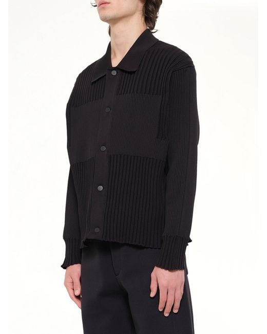 CFCL Black Fluted Shirt Collar Blouson for men