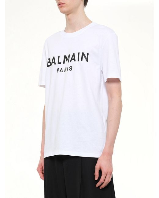 Balmain White Print T-Shirt Reg Fit for men