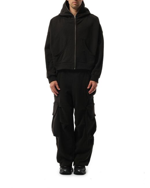 Entire studios Black Eternal Zip Hoodie, Long Sleeves, 100% Cotton, Size: Small for men