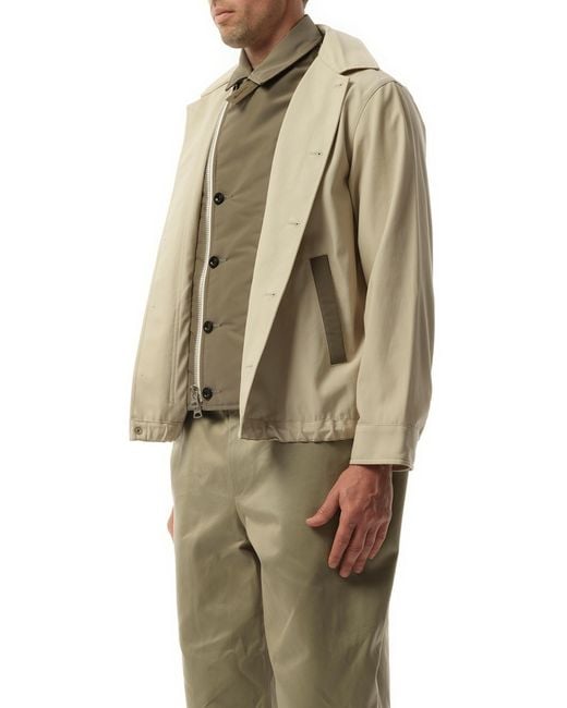 Sacai Green Cotton Twill Jacket, 100% Cotton for men