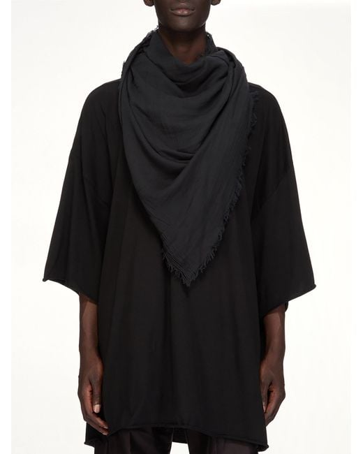 Rick Owens Black Kika Mega 140X200 Scarf for men