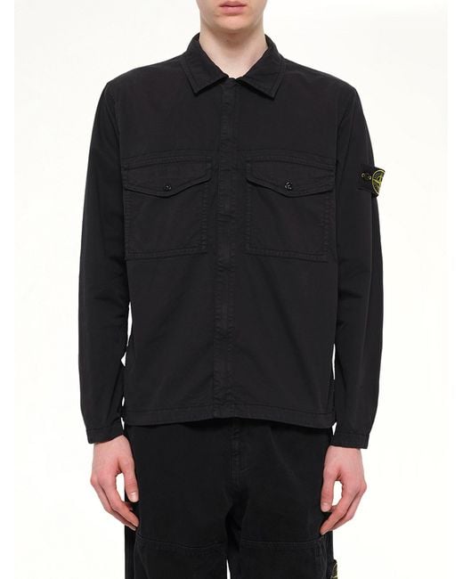 Stone Island Black 1200003 Stretch Organic Cotton Shirt for men