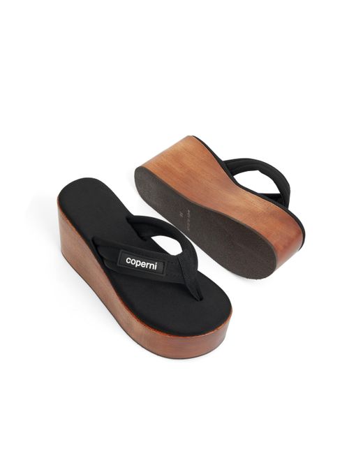 Coperni Blue Wooden Branded Wedge Sandals, /, 100% Rubber