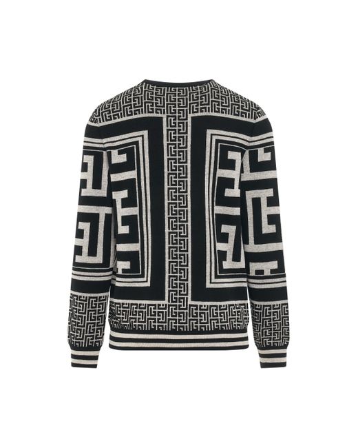 Balmain Black Maxi Monogram Scarf Sweater, Long Sleeves, Ivory/, Size: Large for men