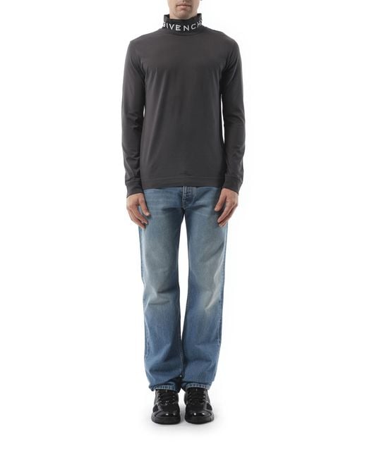 Givenchy Gray Faded Logo Dyed Long Sleeve T-Shirt, 100% Cotton for men