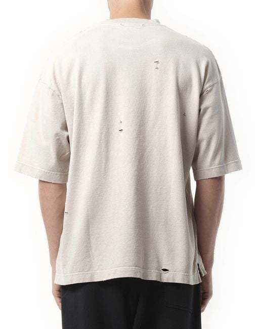 Maison Mihara Yasuhiro Natural Sun Fade Distressed T-Shirt, Round Neck, Short Sleeves, 100% Cotton for men