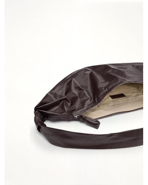 Lemaire Brown Soft Croissant Large Paper Leather Bag