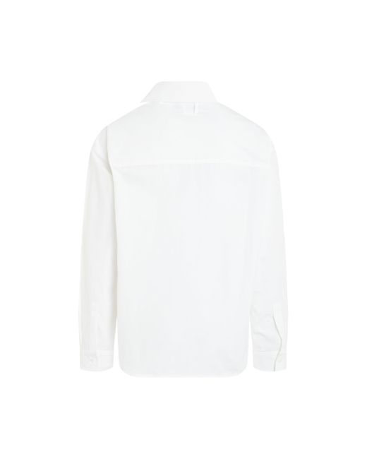 Jacquemus White Cuadro Asymmetric Shirt, Long Sleeves, , 100% Cotton for men
