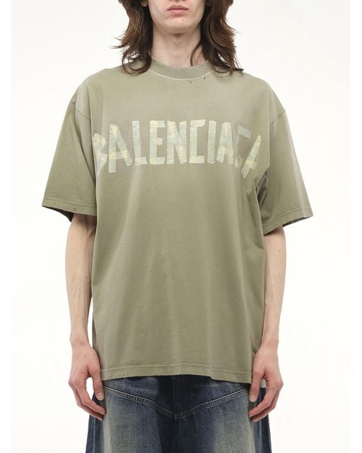 Balenciaga Green Tape Type Medium Fit T-Shirt, Short Sleeves, 100% Cotton, Size: Small for men